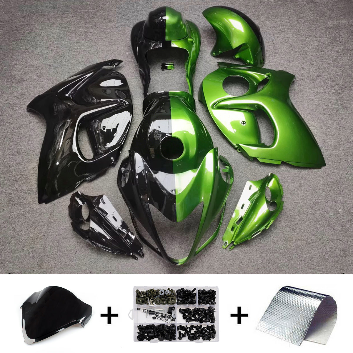 Amotopart 2008-2020 Suzuki Hayabusa GSX1300R grijs zwart groen kuipset