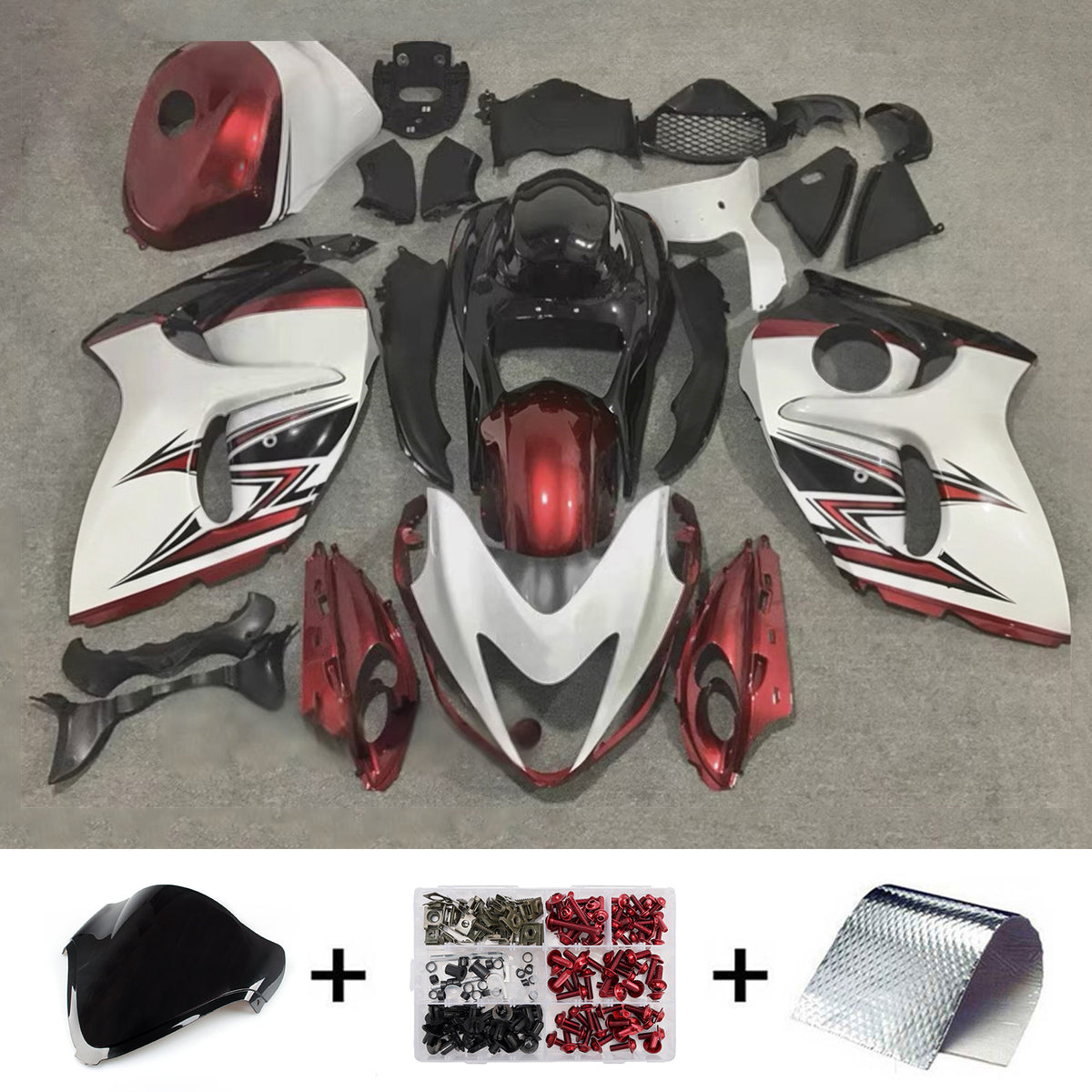 Amotopart 2008-2020 Suzuki Hayabusa GSX1300R Red White Gray Black Fairing Kit