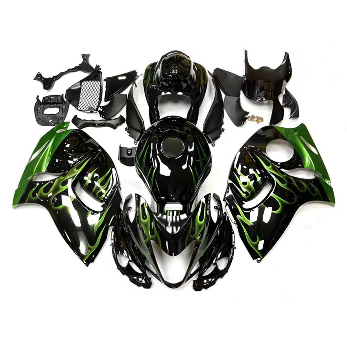Amotopart 2008-2020 Suzuki Hayabusa GSX1300R Kit de carénage blanc vert noir
