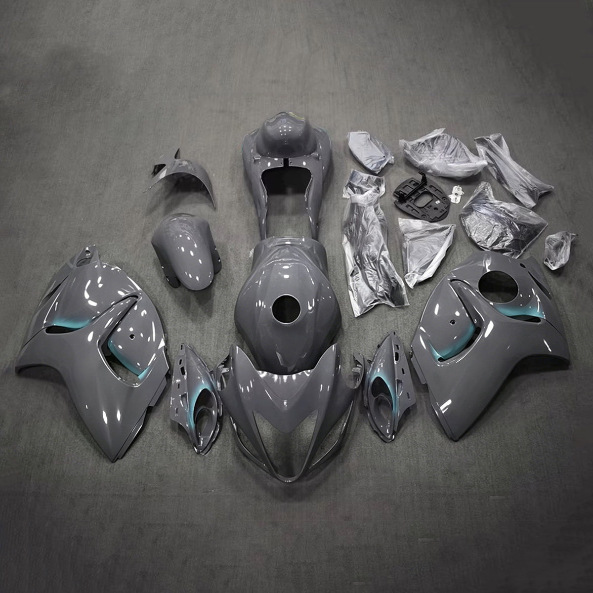 Amotopart 2008–2020 Suzuki Hayabusa GSX1300R Grau Schwarz Verkleidungsset