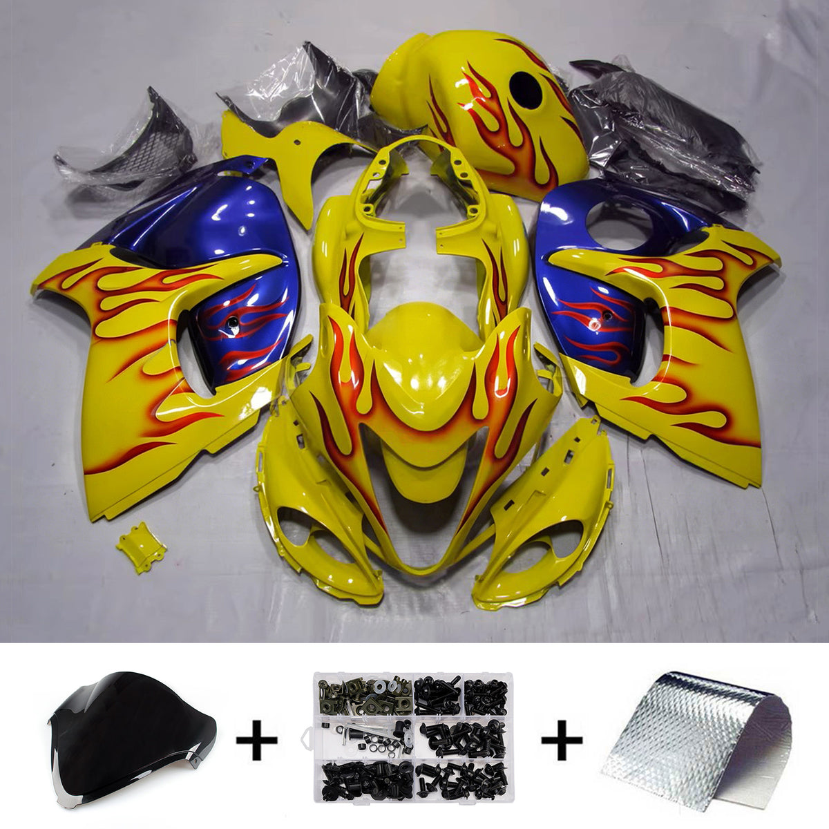 Amotopart 2008-2020 Suzuki Hayabusa GSX1300R Black Yellow Blue Gold Fairing Kit
