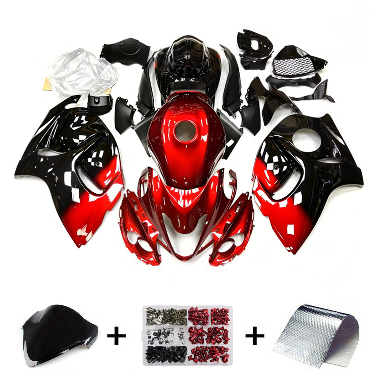 Amotopart 2008-2020 Suzuki Hayabusa GSX1300R Red Black White Fairing Kit