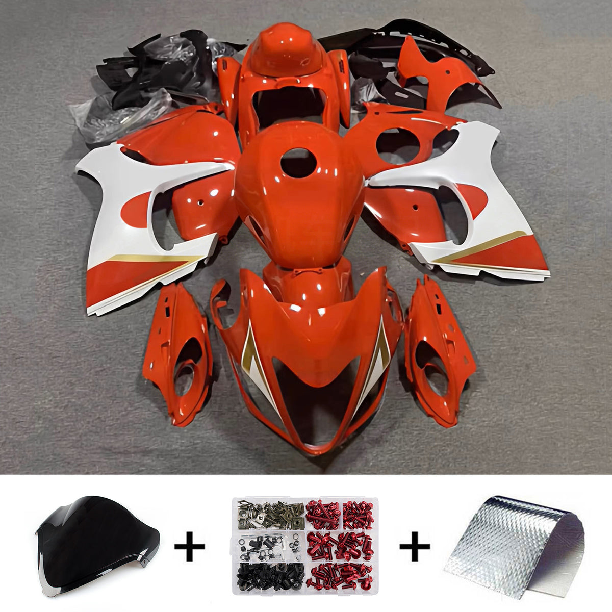 Amotopart 2008-2020 Suzuki Hayabusa GSX1300R Black Red White Orange Fairing Kit