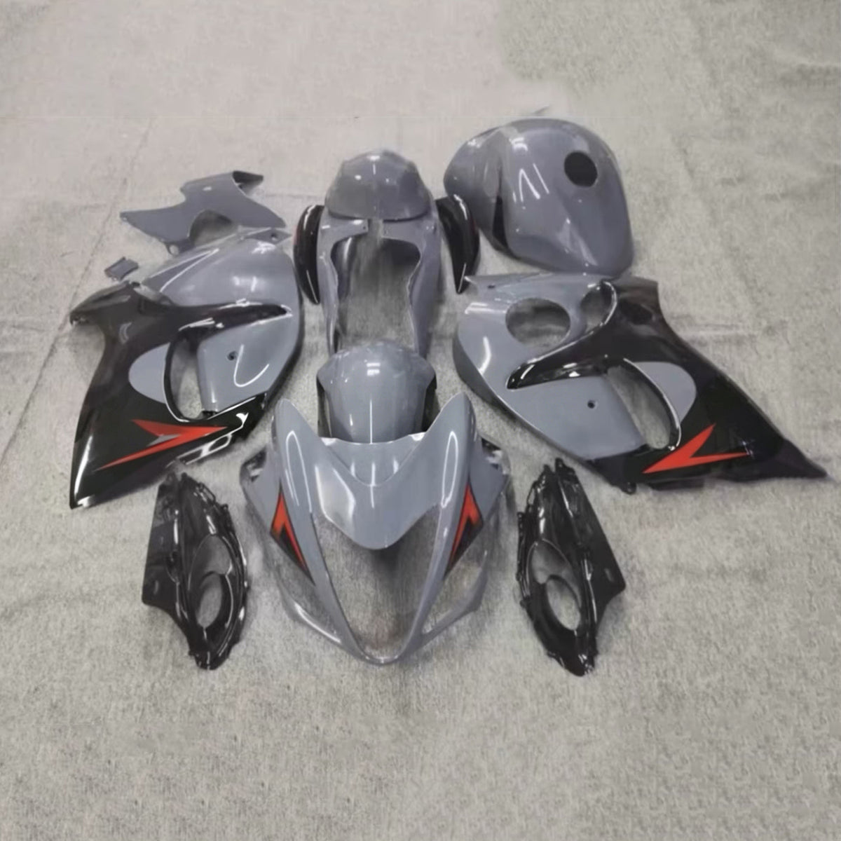 Amotopart 2008-2020 Suzuki Hayabusa GSX1300R Gray Black Fairing Kit