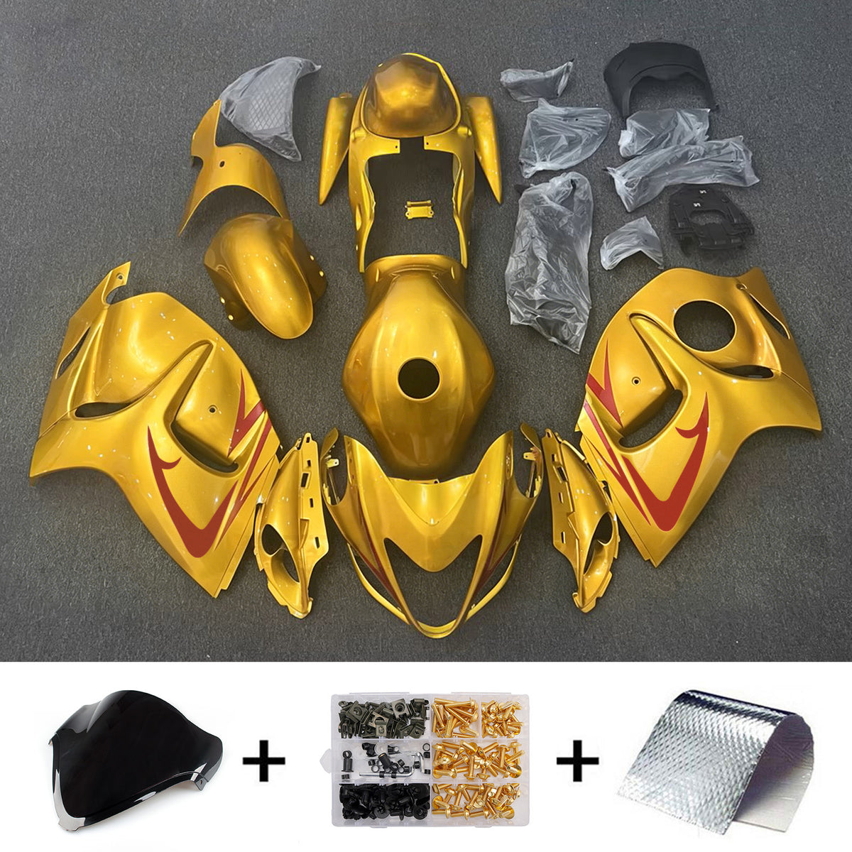 Amotopart 2008-2020 Suzuki Hayabusa GSX1300R Yellow Gold Fairing Kit