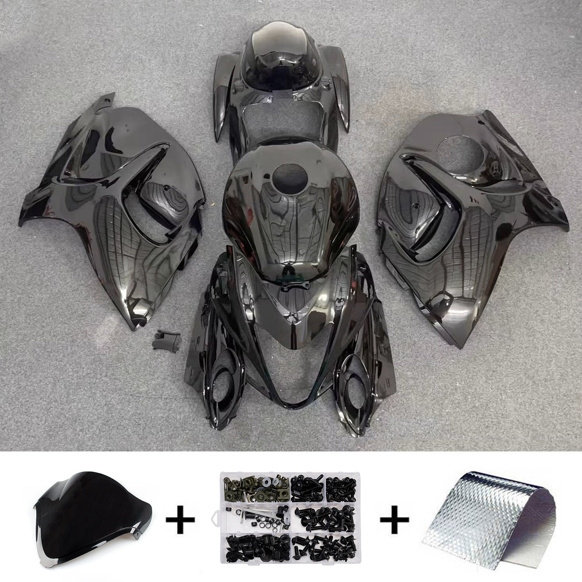 Amotopart 2008-2020 Suzuki Hayabusa GSX1300R Gray Black Fairing Kit