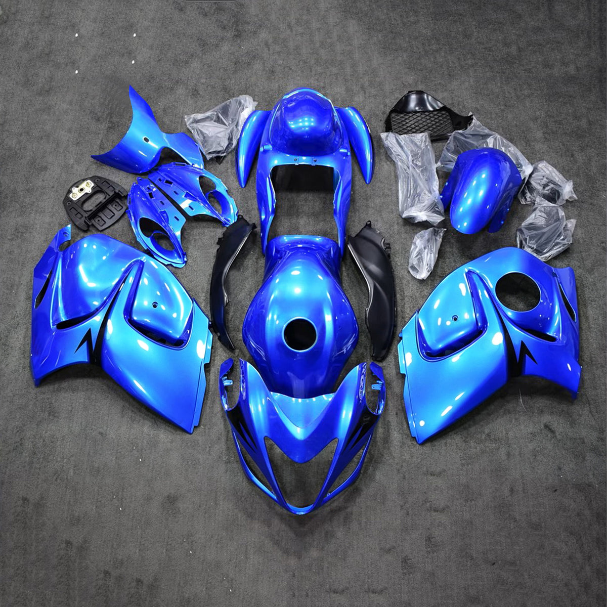 Amotopart 2008-2020 Suzuki Hayabusa GSX1300R Black Blue Fairing Kit