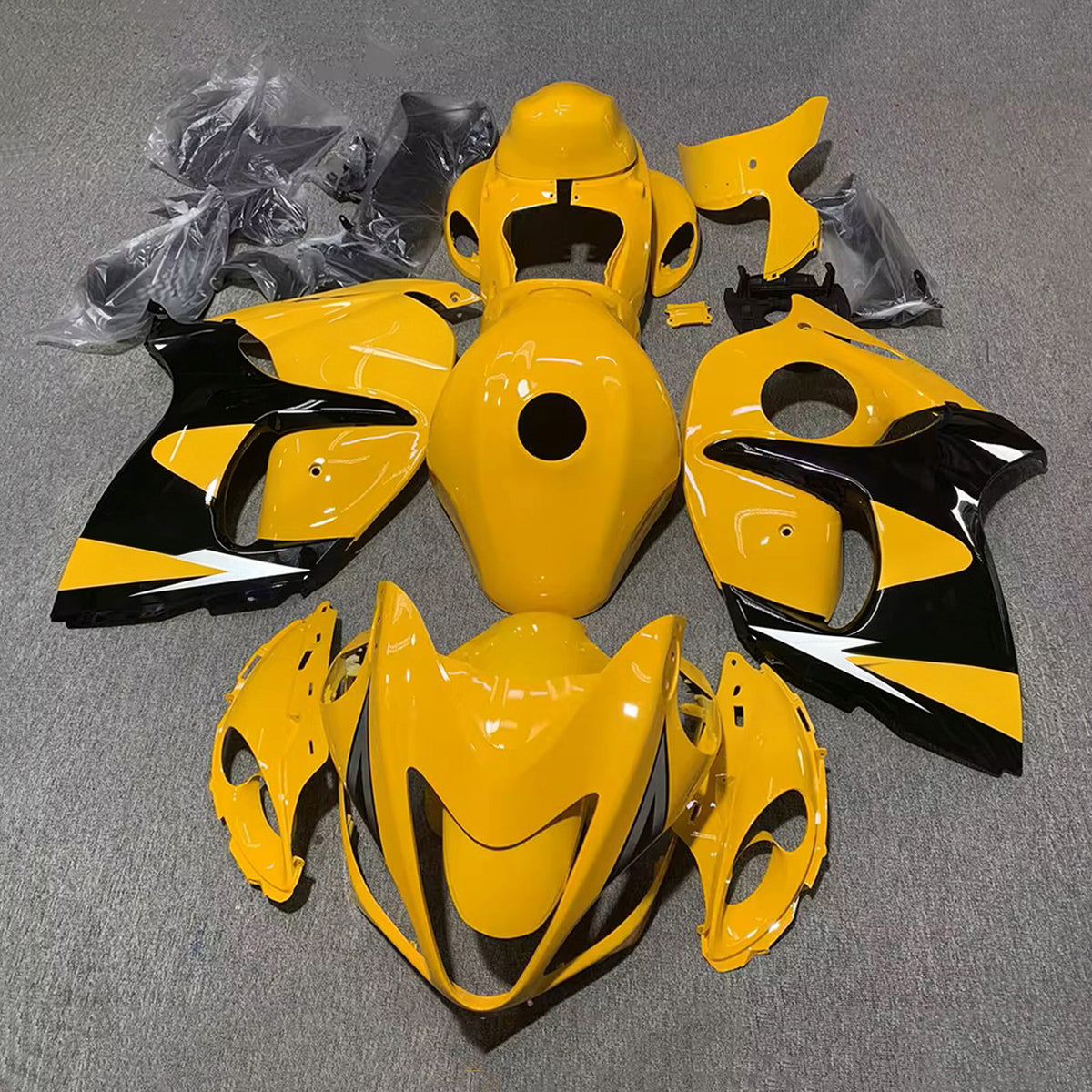 Amotopart 2008-2020 Suzuki Hayabusa GSX1300R Black Yellow Fairing Kit