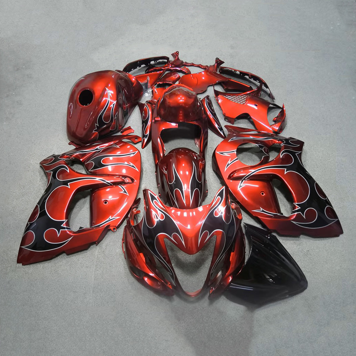 Amotopart 2008-2020 Suzuki Hayabusa GSX1300R Black Red Fairing Kit