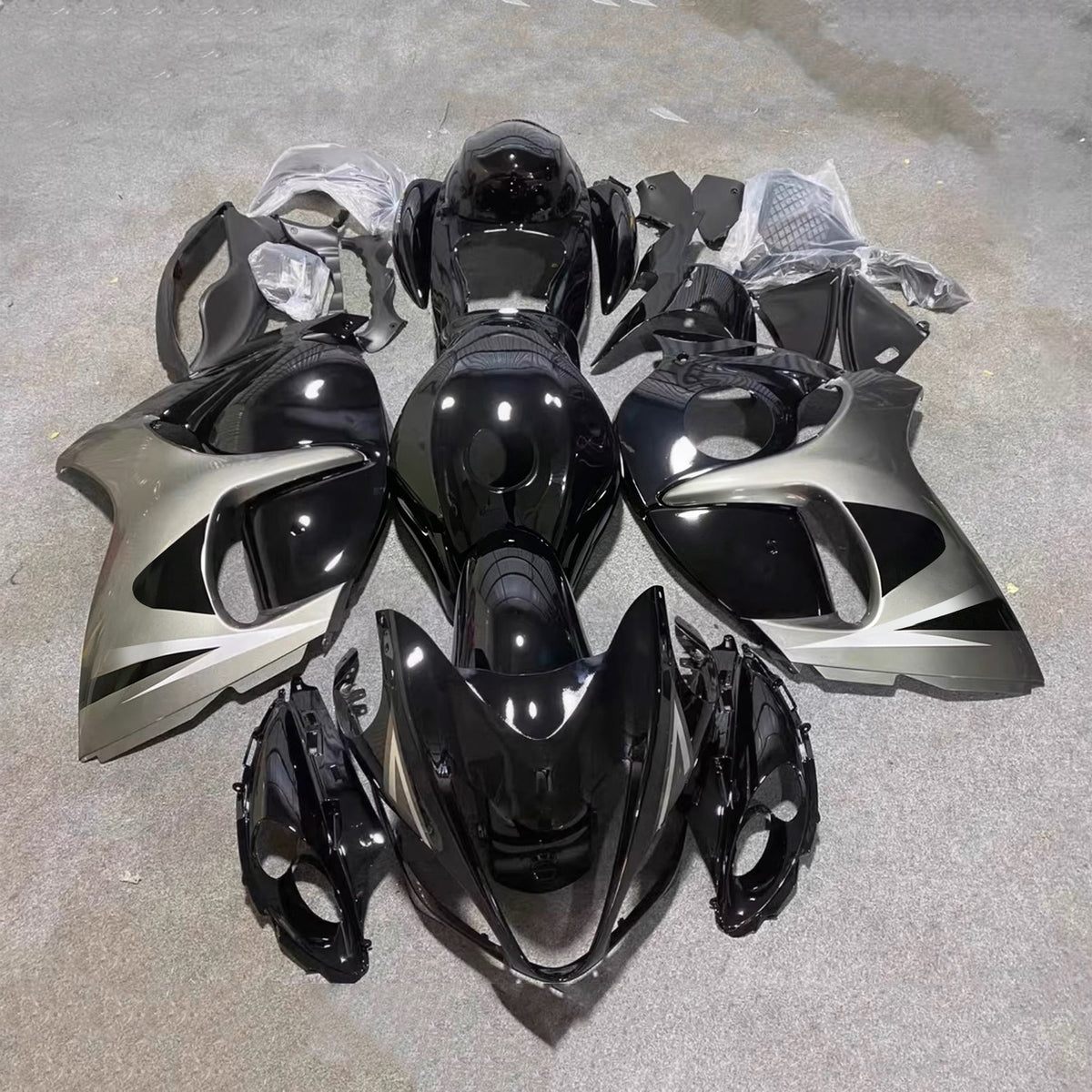 Amotopart 2008-2020 Suzuki Hayabusa GSX1300R Black Gray Fairing Kit