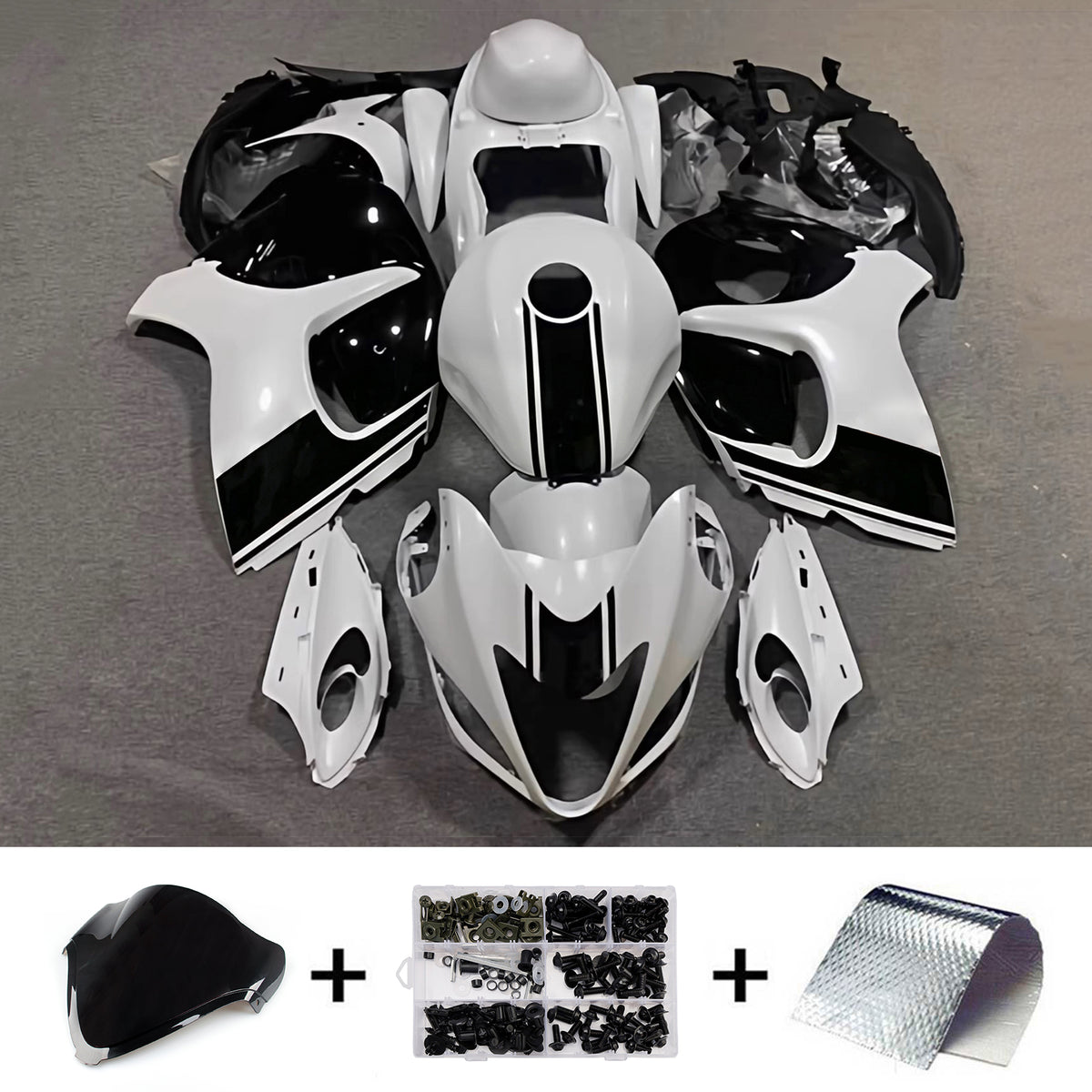 Amotopart 2008-2020 Suzuki Hayabusa GSX1300R Black Gray Fairing Kit