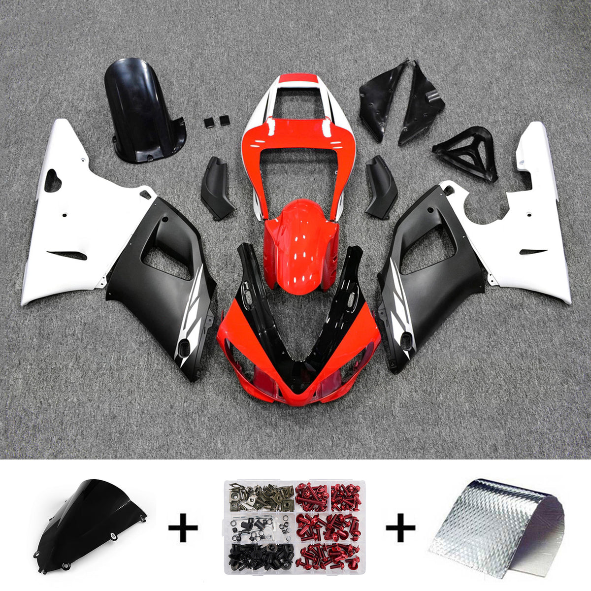 Amotopart 1998-1999 Yamaha YZF-R1 Black White Red Fairing Kit