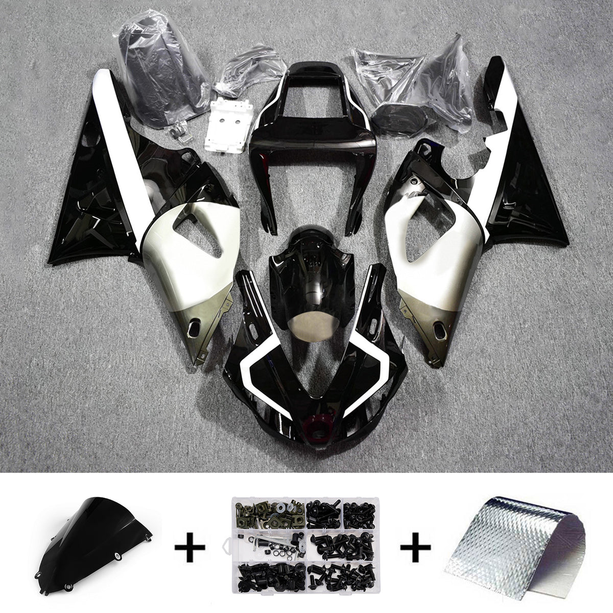 Zestaw owiewek Amotopart 1998-1999 Yamaha YZF-R1 czarno-biały
