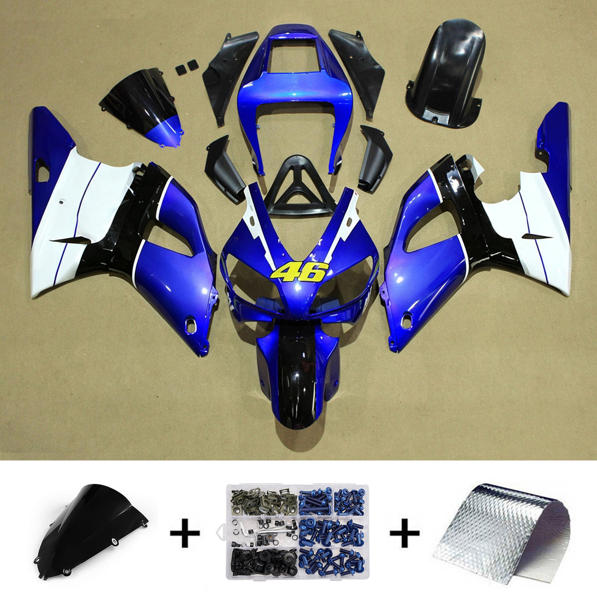Amotopart 1998-1999 Yamaha YZF-R1 Black Fairing Kit