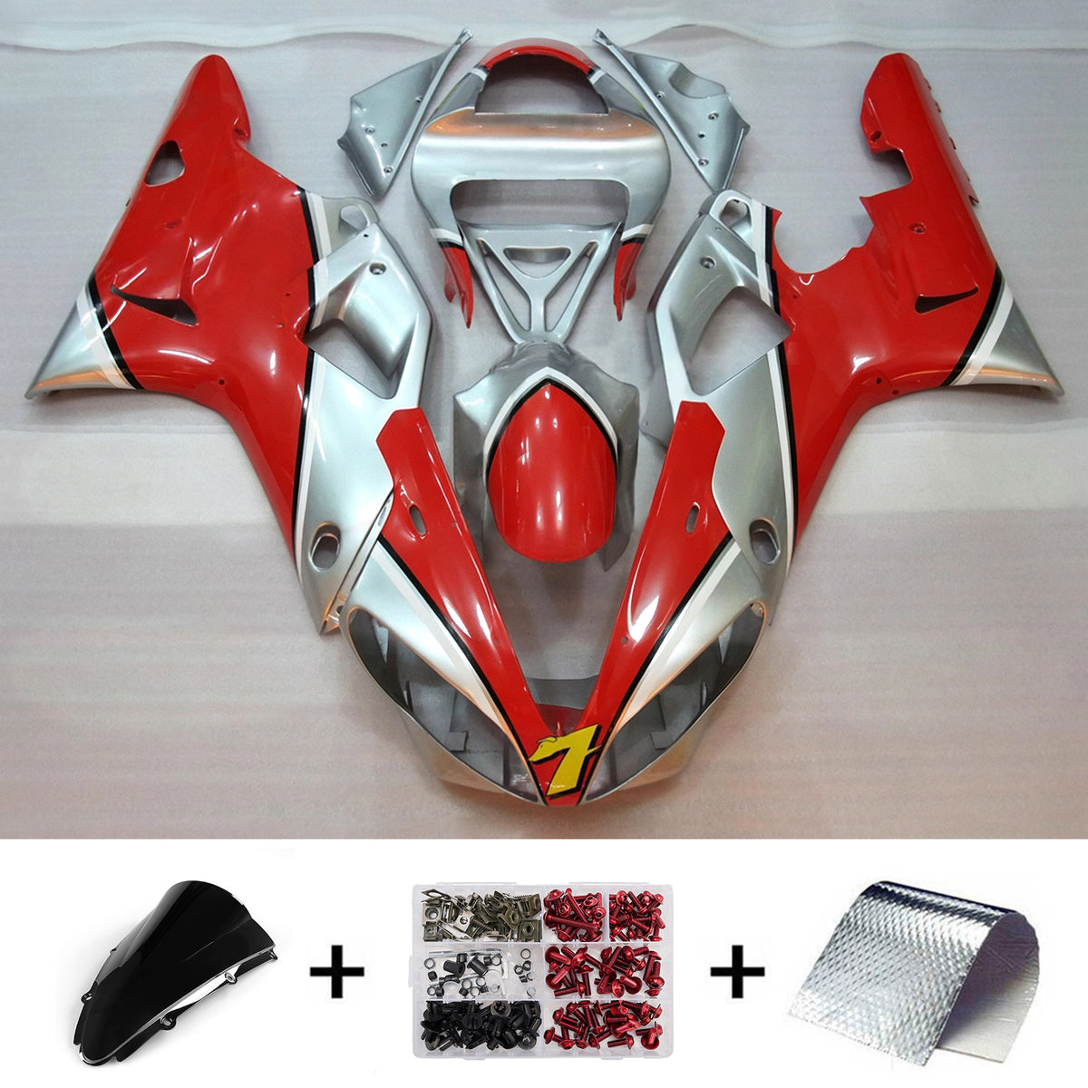Amotopart 2000-2001 Yamaha YZF-R1 Kit de carénage orange rouge gris