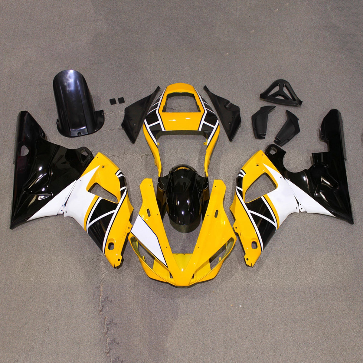 Kit de carenagem Amotopart 2000-2001 Yamaha YZF-R1 preto cinza dourado