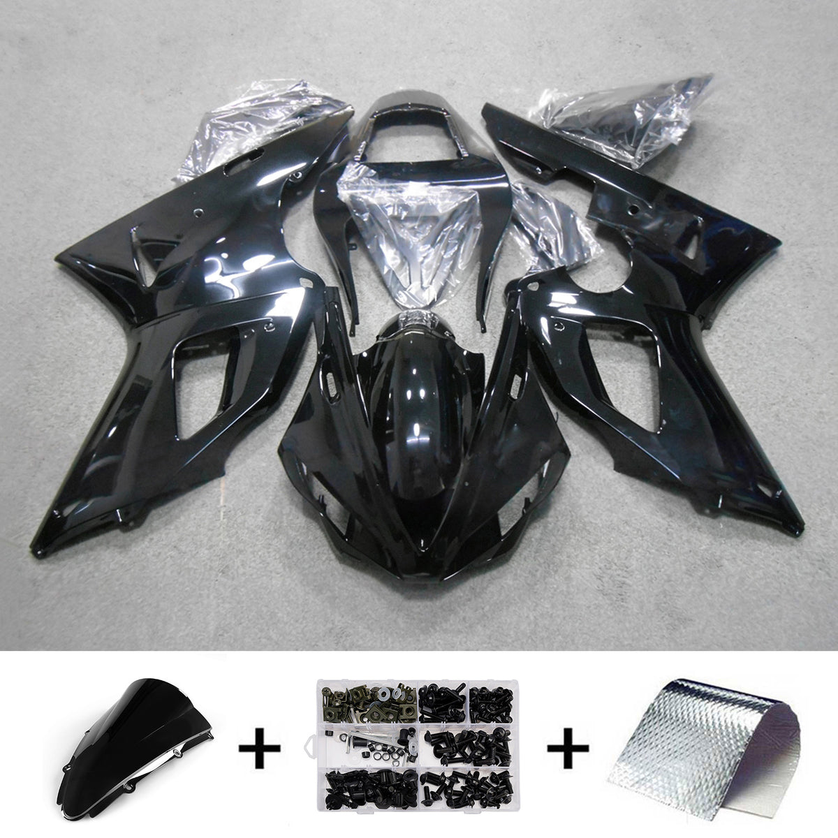 Amotopart 2000-2001 Yamaha YZF-R1 Black Gray Blue Fairing Kit