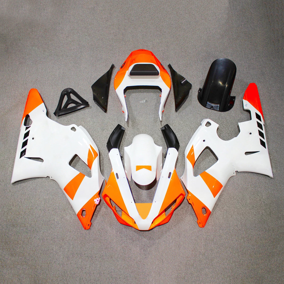 Amotopart 2000-2001 Yamaha YZF-R1 Orange Hvid Sort Grå Fairing Kit