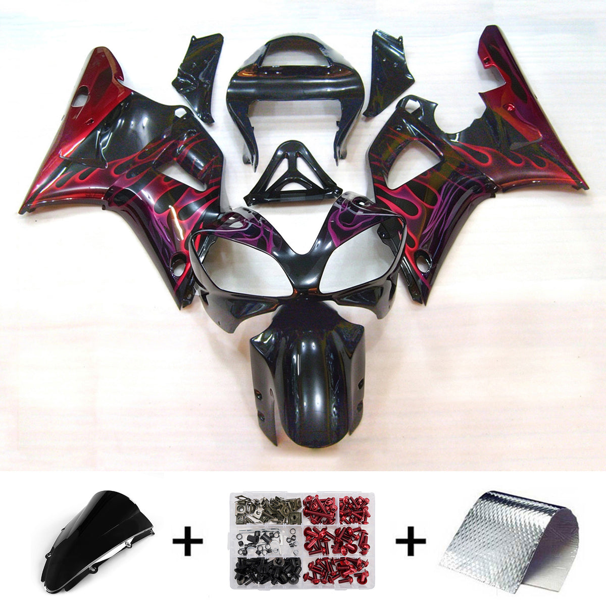 Zestaw owiewek Amotopart 2000-2001 Yamaha YZF-R1 czerwono-szary-biało-czarny