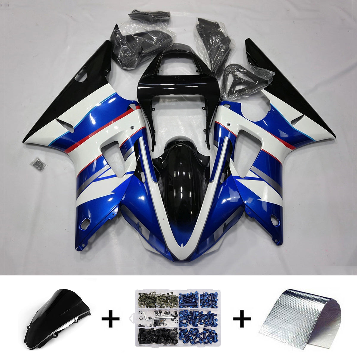 Amotopart 2000-2001 Yamaha YZF-R1 Gray Black Fairing Kit