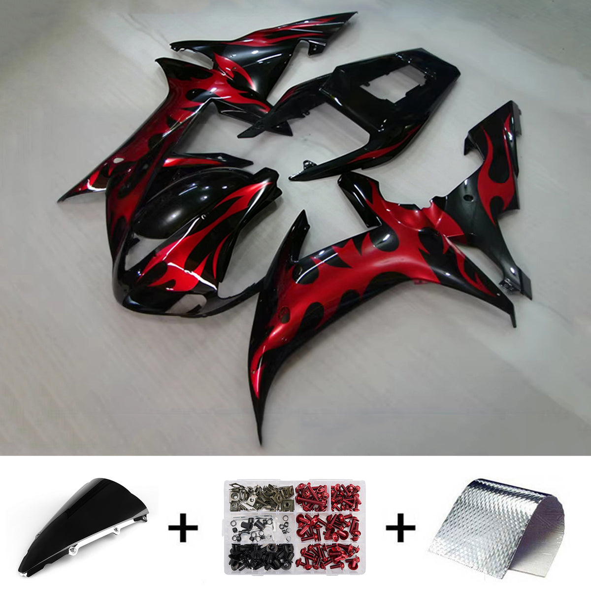 Amotopart 2002-2003 Yamaha YZF-R1 Kit de carenado negro gris rojo