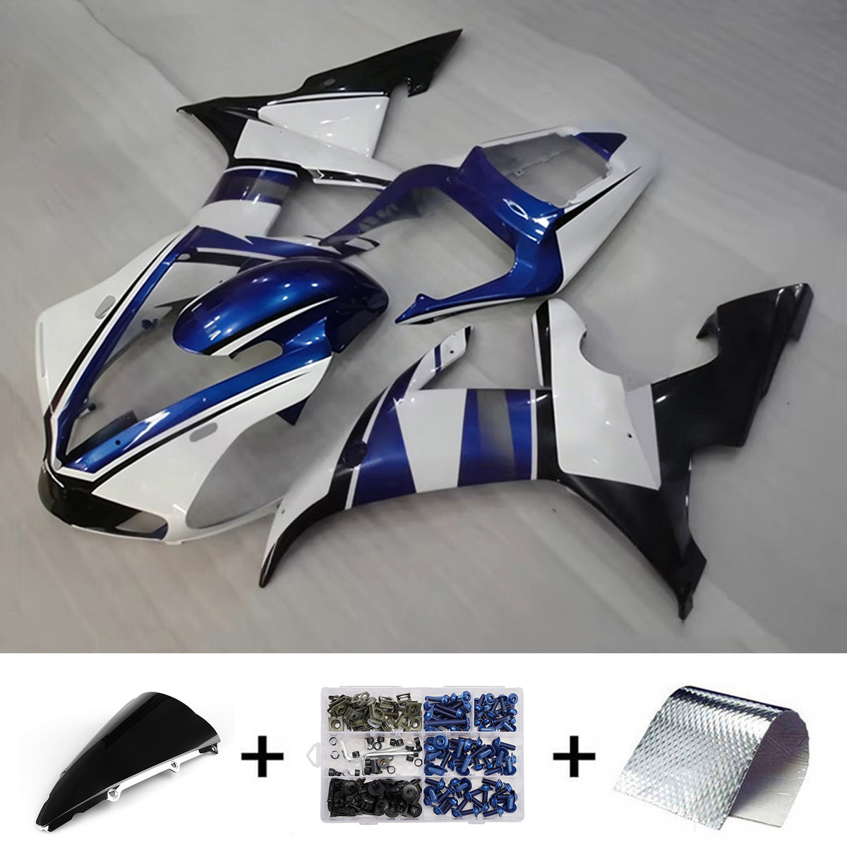 Amotopart 2002-2003 Yamaha YZF-R1 Blue Grey Black Fairing Kit