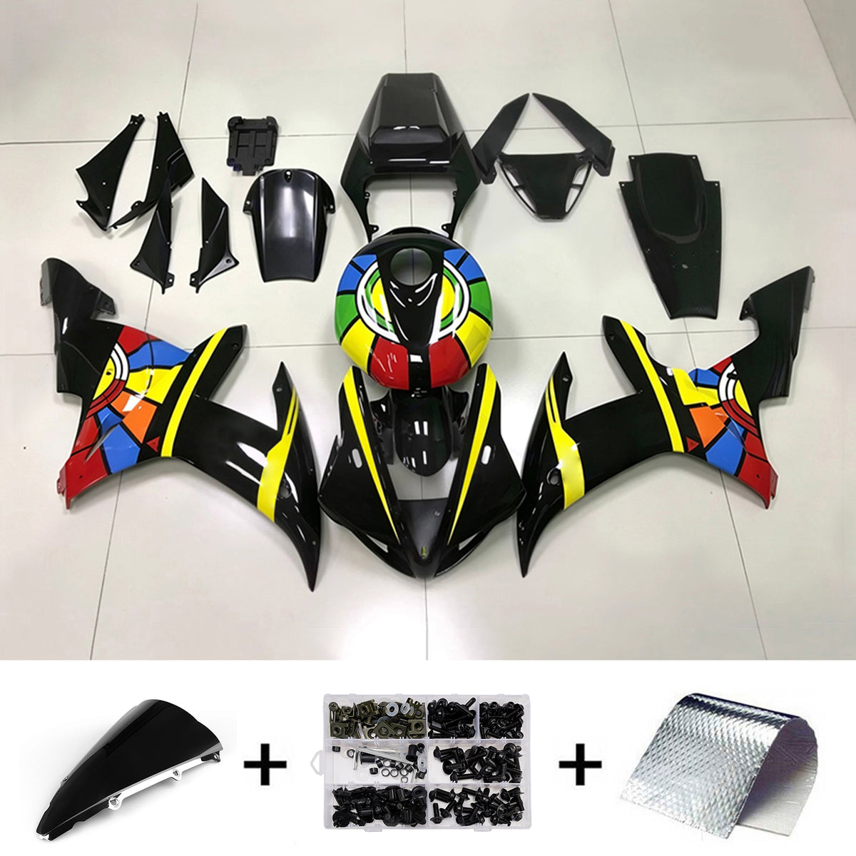 Amotopart 2002–2003 Yamaha YZF-R1 Grau Schwarz Verkleidungsset