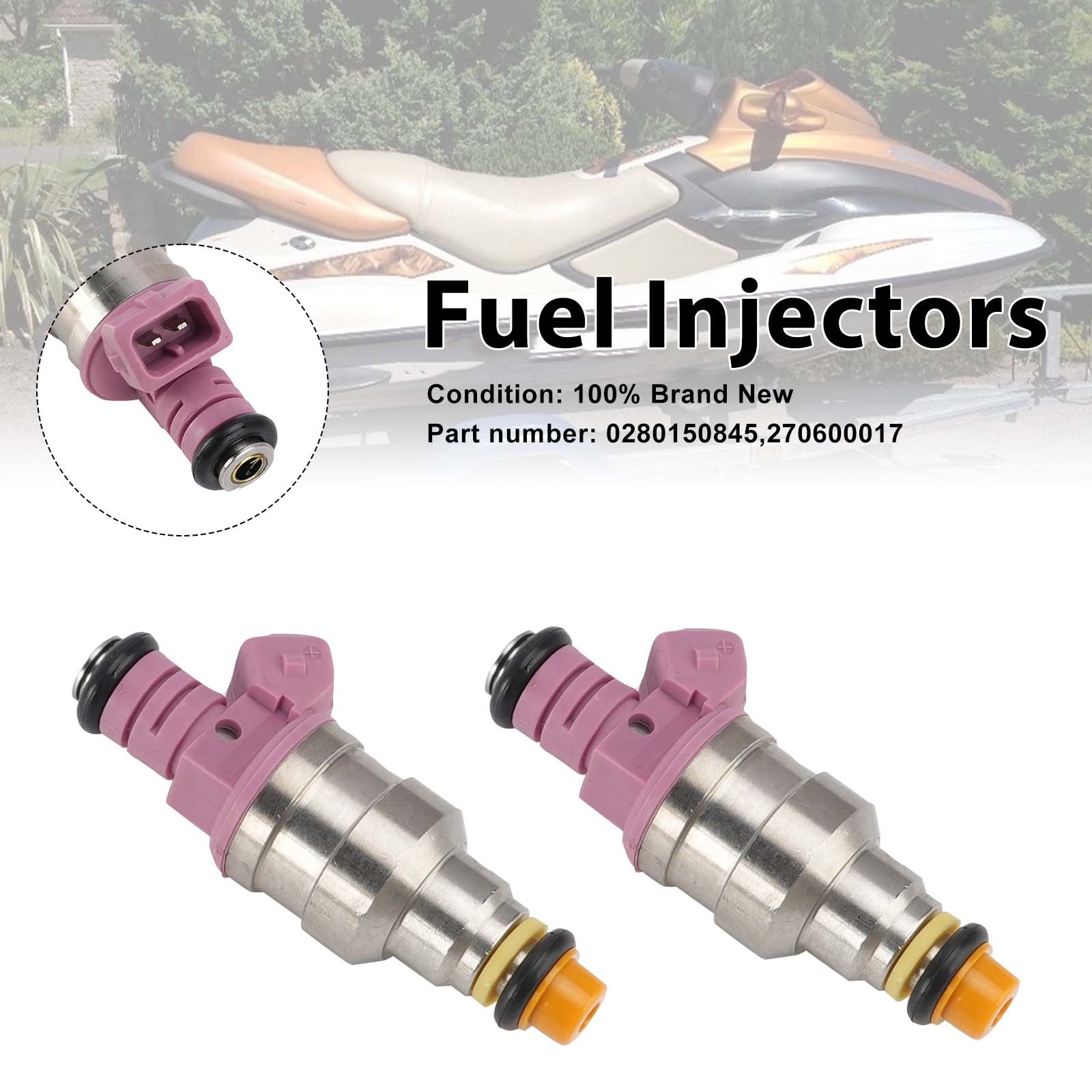 2PC Sea-doo 787 RFI 800 GTX GSX 270600017 Fuel Injectors 0280150845