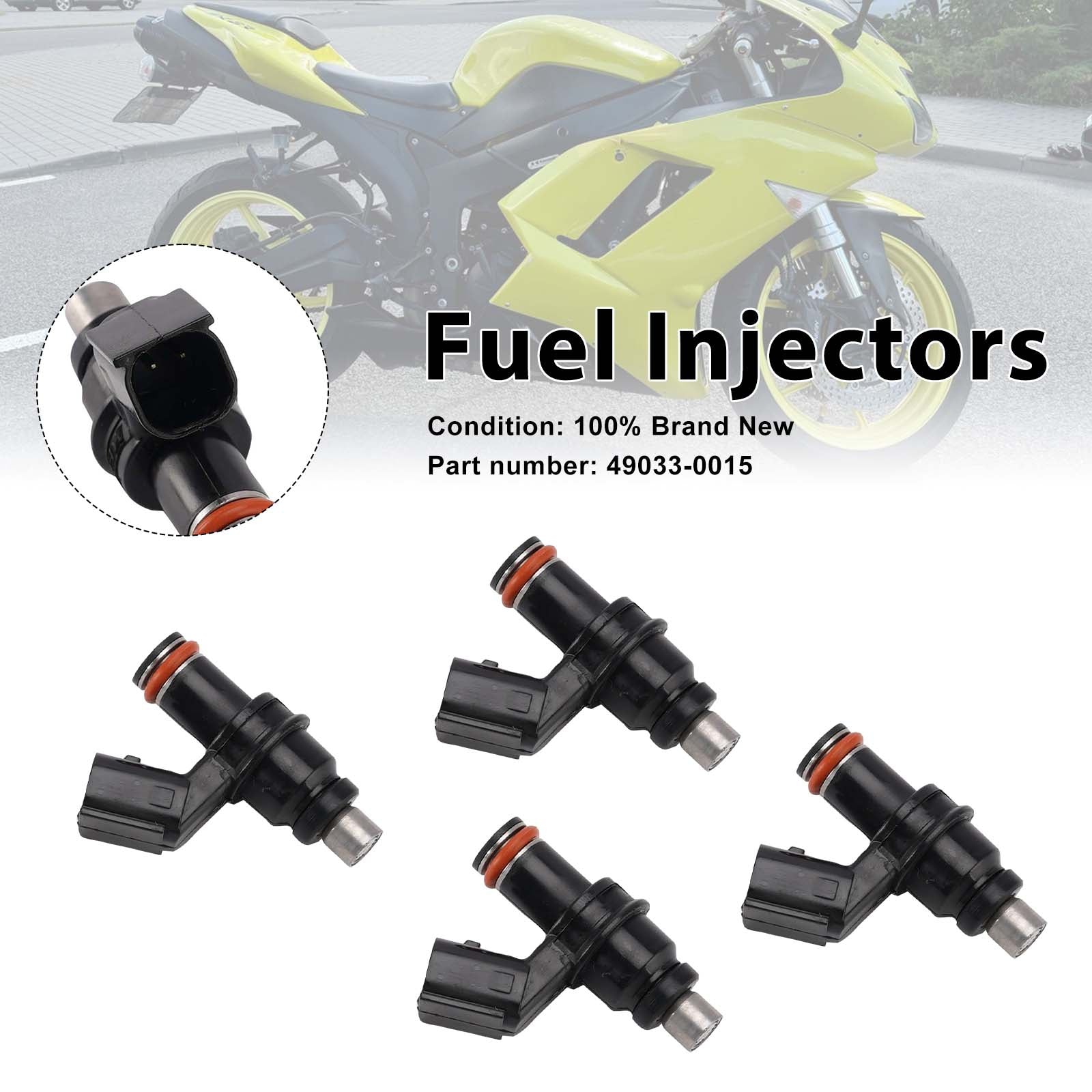 4PC 07-12 Kawasaki Ninja ZX6R ZX600R ZX600P Brandstofinjectoren 49033-0015