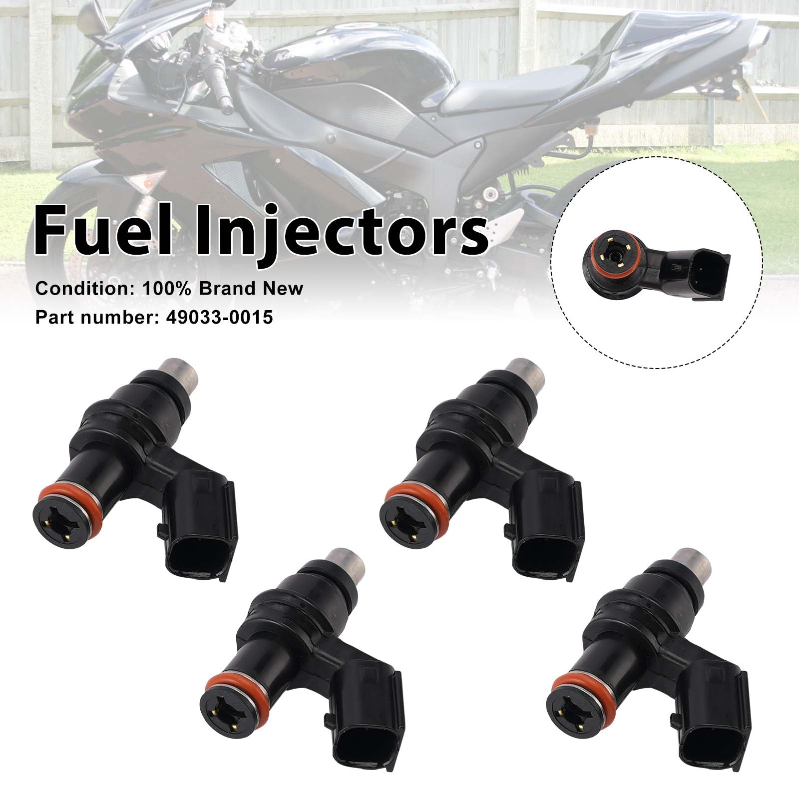 4PC 07-12 Kawasaki Ninja ZX6R ZX600R ZX600P Brandstofinjectoren 49033-0015