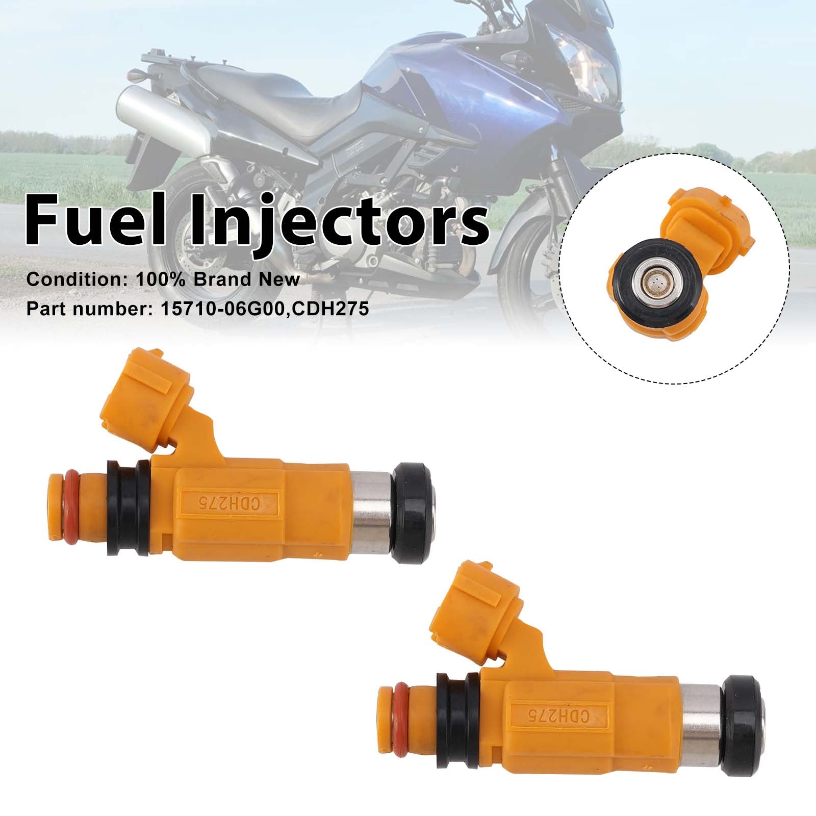 2PC 02-12 Suzuki V-STROM DL1000 CDH275 Fuel Injectors 15710-06G00
