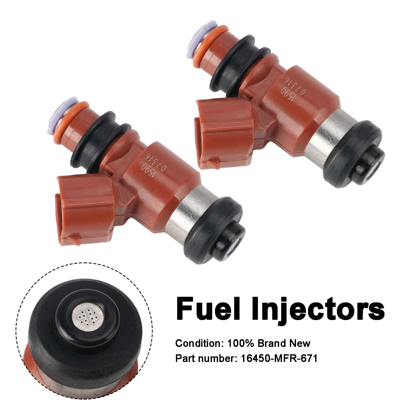 2PC 2010-2025 Honda VT1300 Fuel Injectors 16450-MFR-671