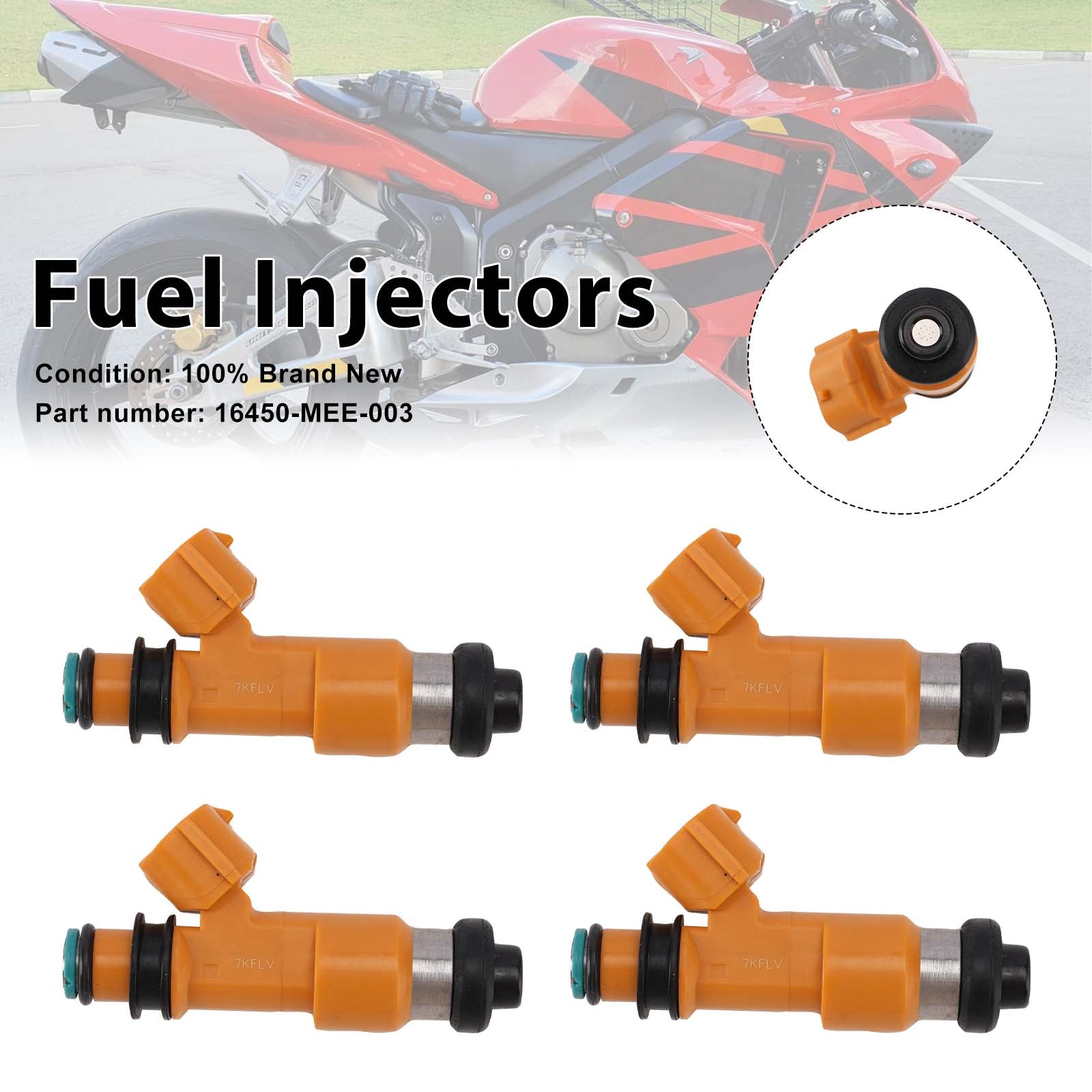 4PC 2003-2004 Honda CBR600RR Fuel Injectors 16450-MEE-003