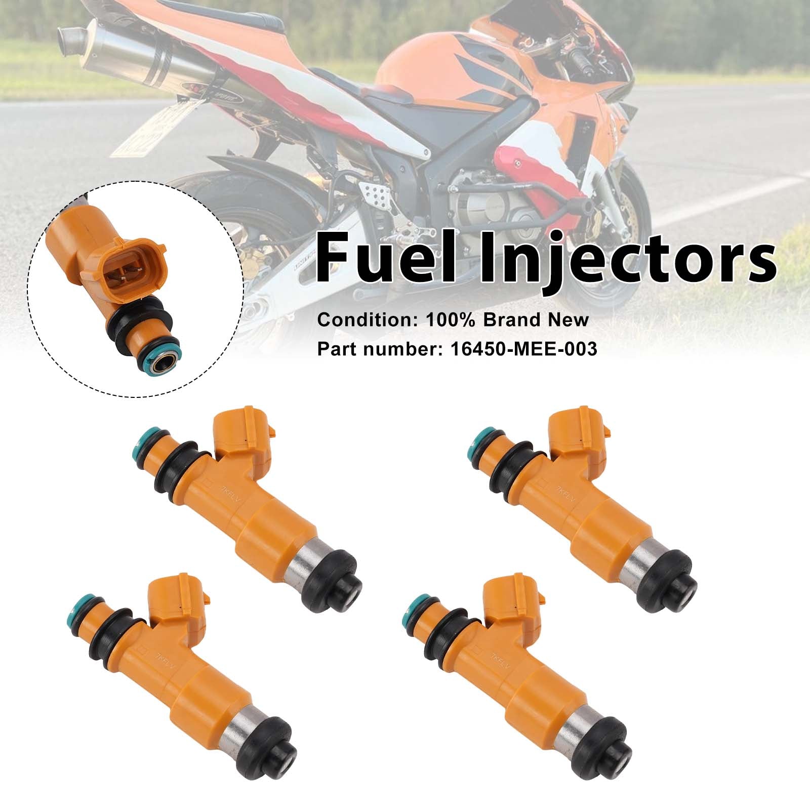 4PC 2003-2004 Honda CBR600RR Fuel Injectors 16450-MEE-003