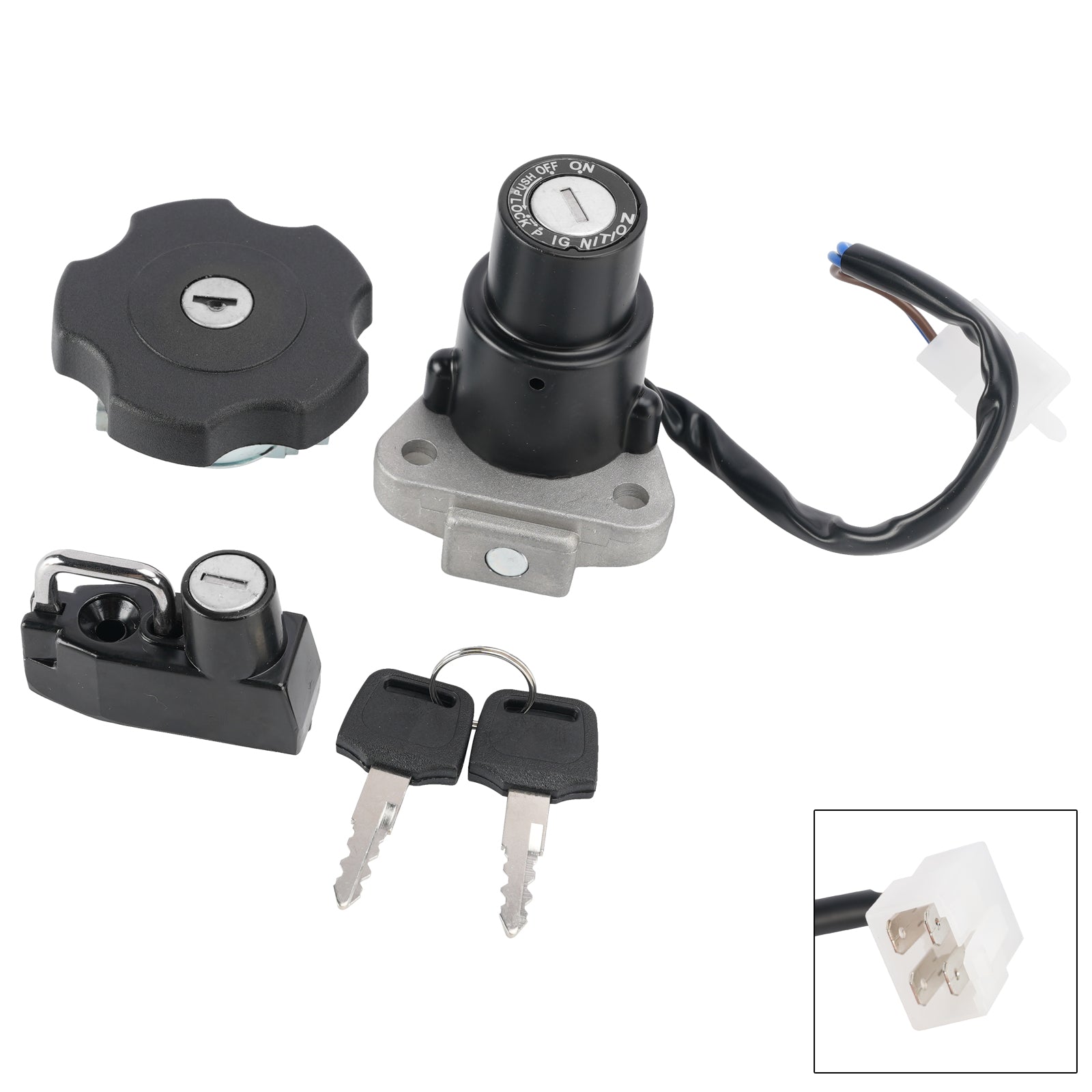 90-1995 Yamaha XT 600 XT600 4-Wire Ignition Switch Fuel Cap Helmet Lock Set