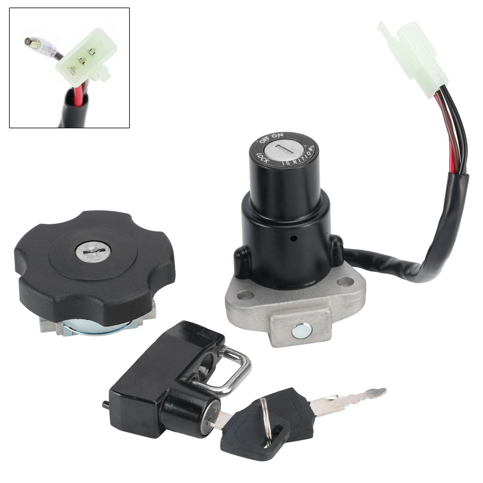 91-94 Yamaha XT 600K XT600 4-Wire Ignition Switch Fuel Cap Helmet Lock Set