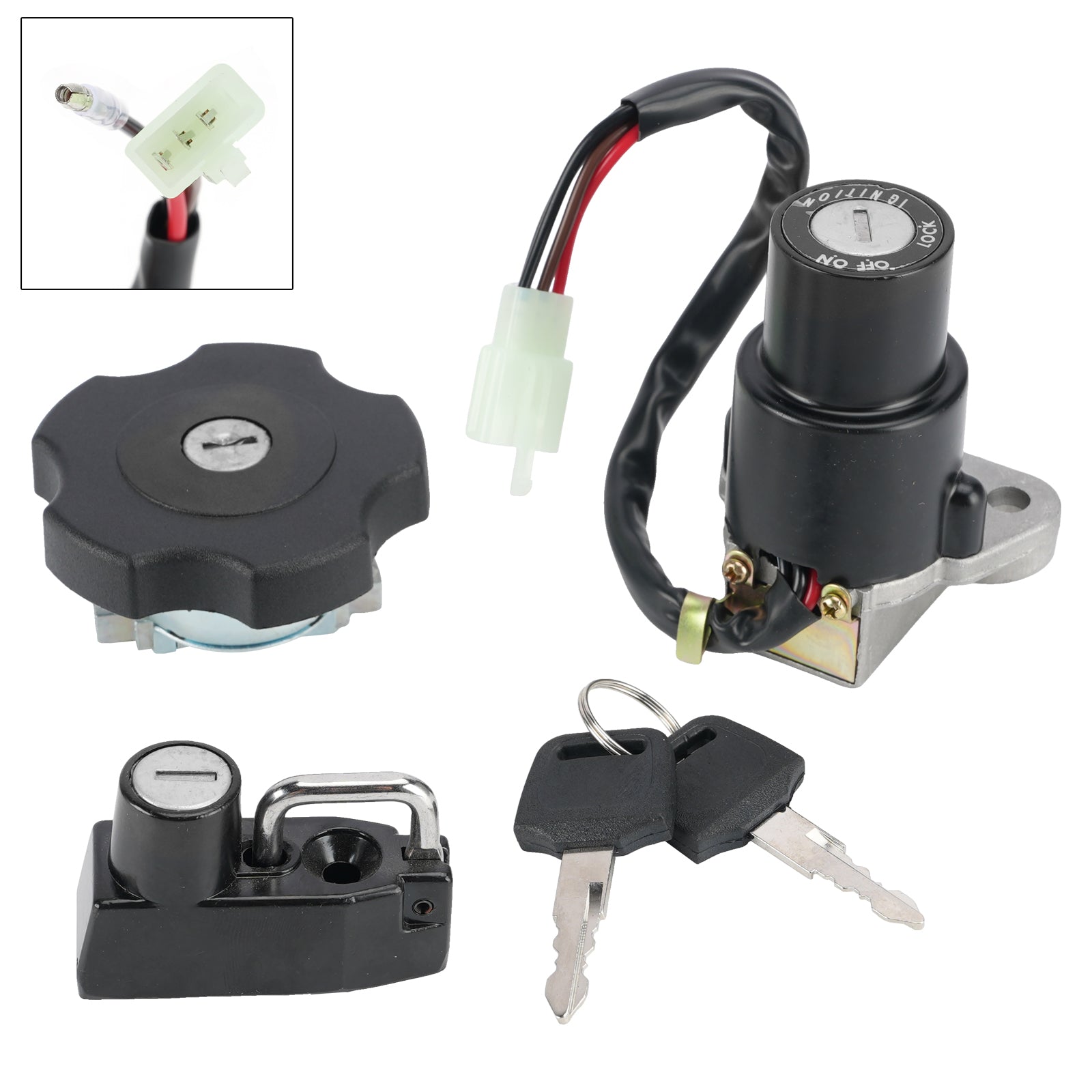 91-94 Yamaha XT 600K XT600 4-Wire Ignition Switch Fuel Cap Helmet Lock Set