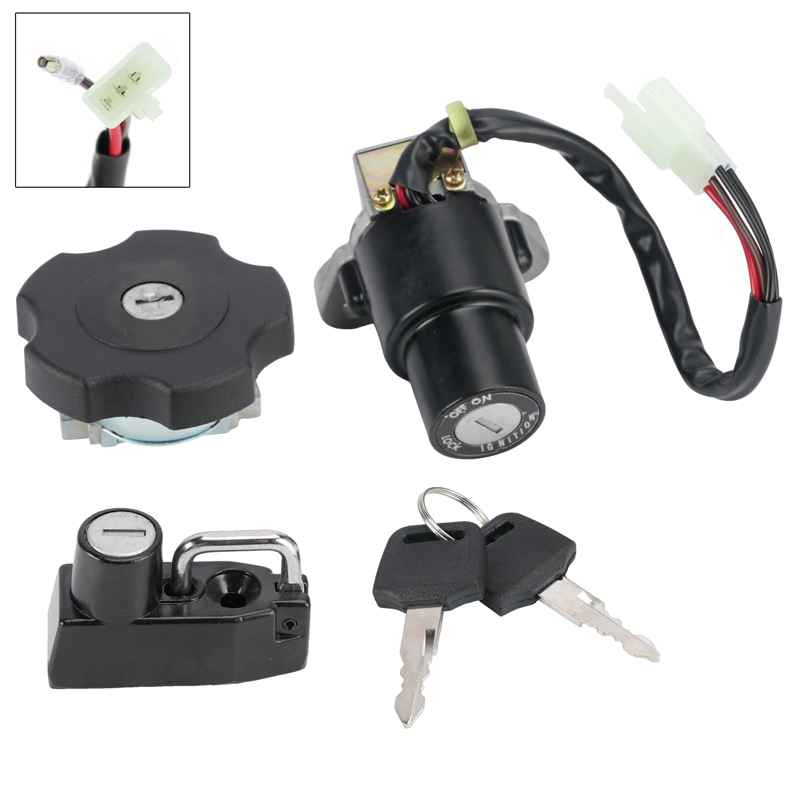 91-94 Yamaha XT 600K XT600 4-Wire Ignition Switch Fuel Cap Helmet Lock Set