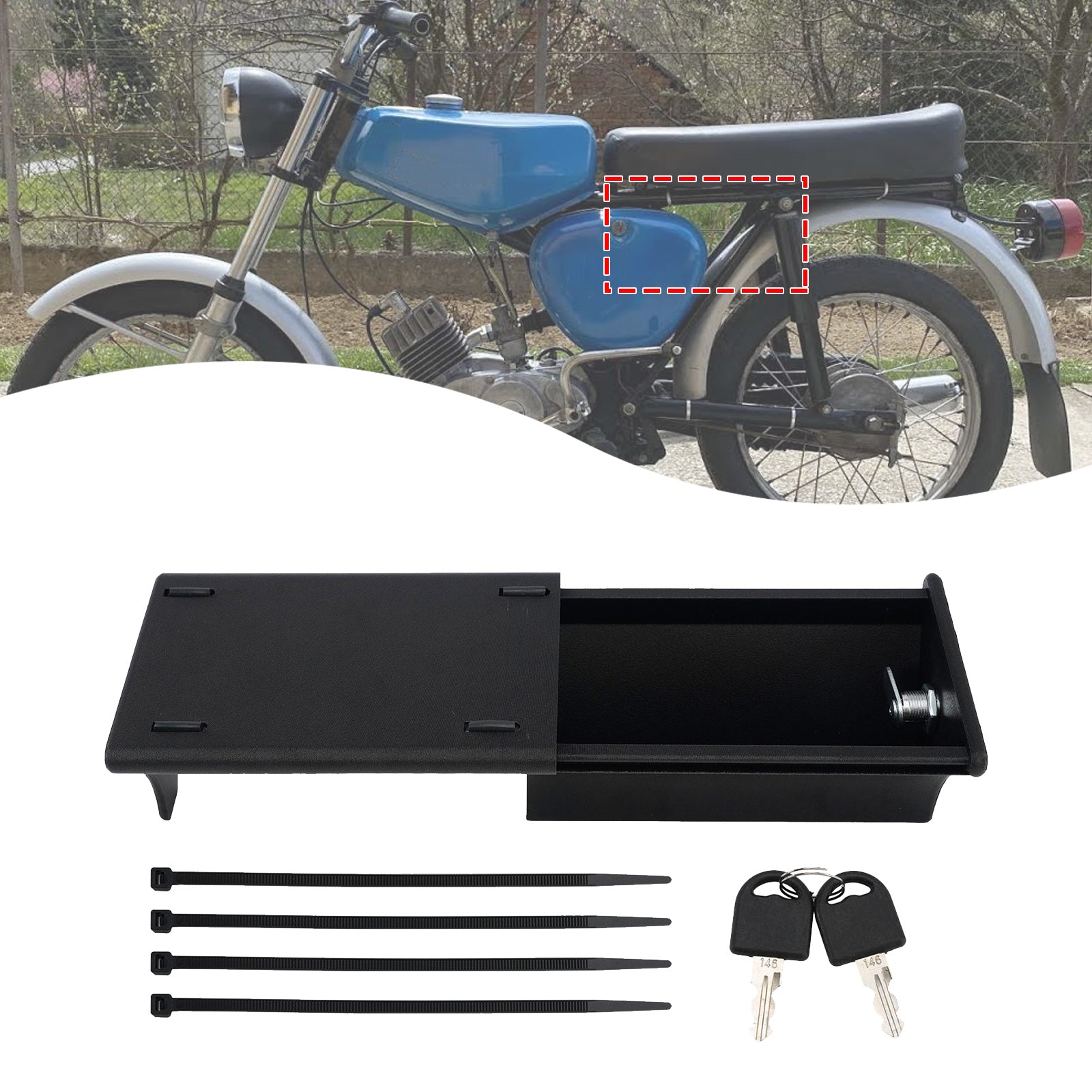 Boîte de rangement pour boîte à outils Simson S50 S51 avec serrure
