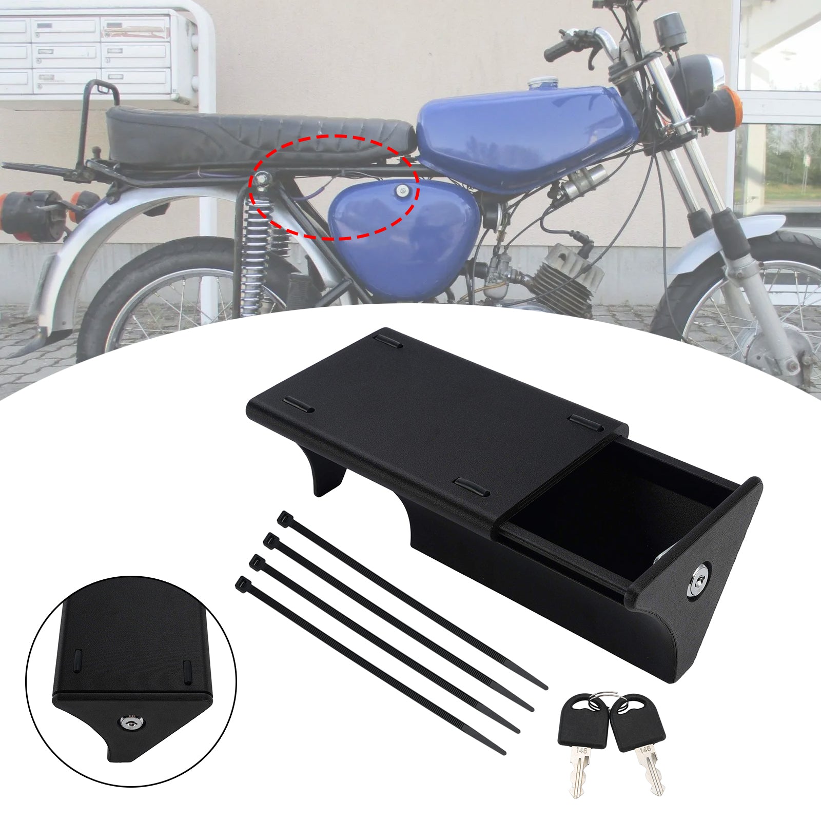 Boîte de rangement pour boîte à outils Simson S50 S51 avec serrure
