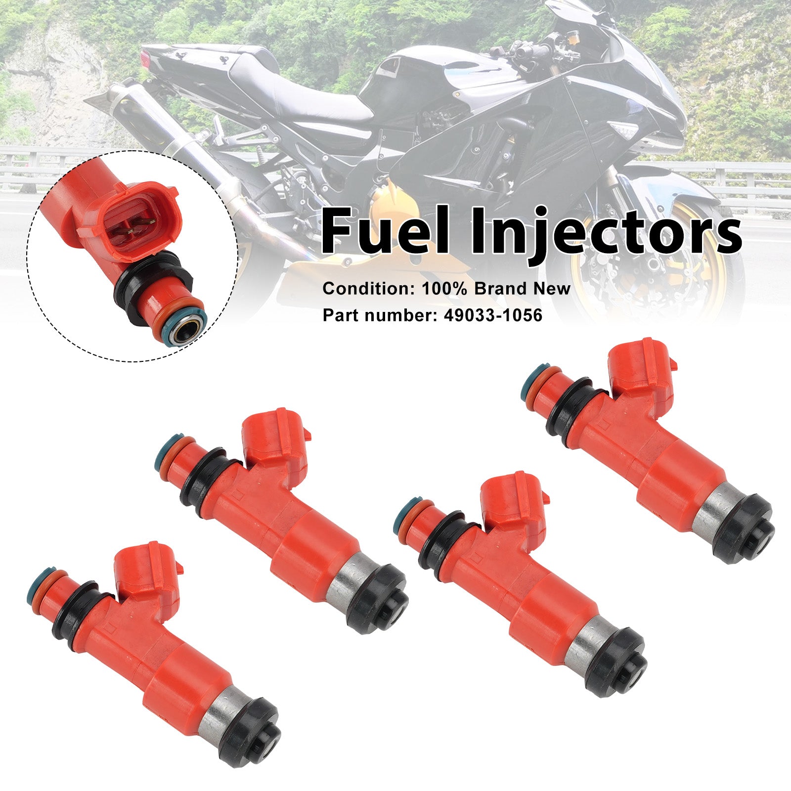 4PC 2002-2003 Kawasaki Ninja ZX12R ZX1200 Fuel Injectors 49033-1056