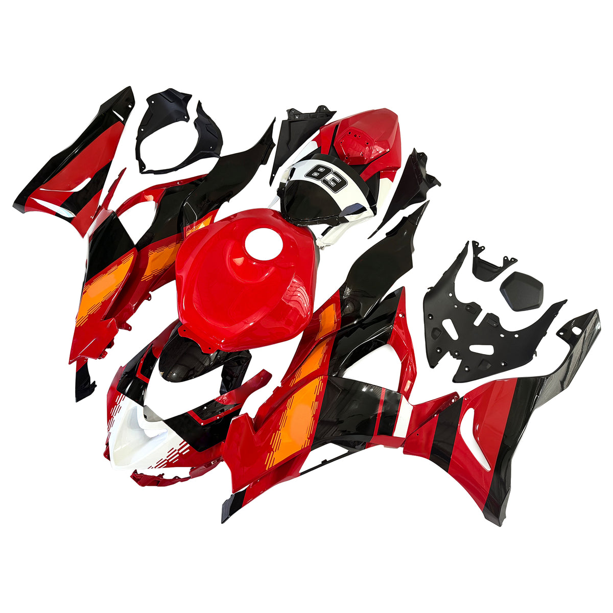 Amotopart 2024-2026 Kawasaki ZX-6R Black Red White Fairing Kit