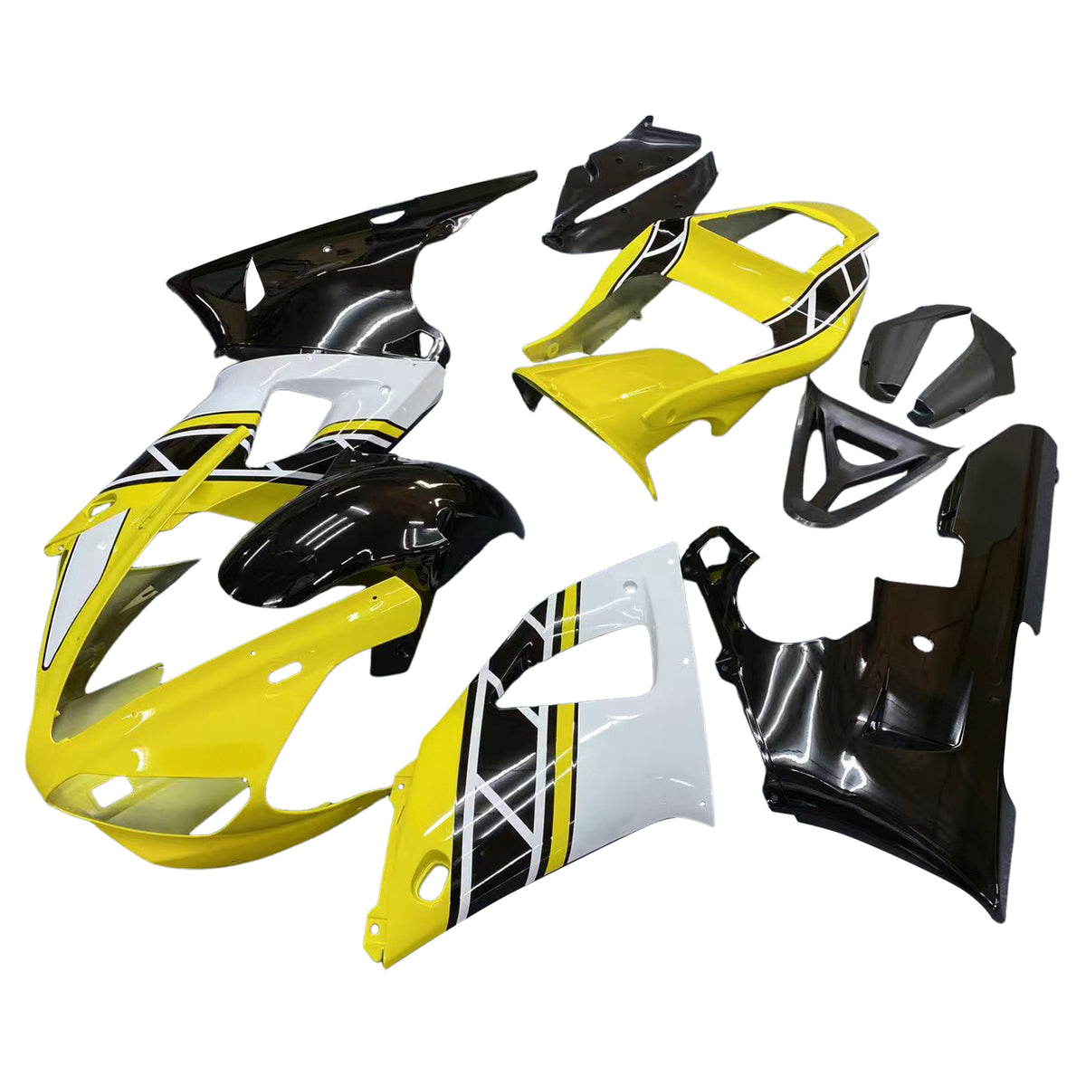 Amotopart 2000-2001 Yamaha YZF-R1 Black Yellow Fairing Kit