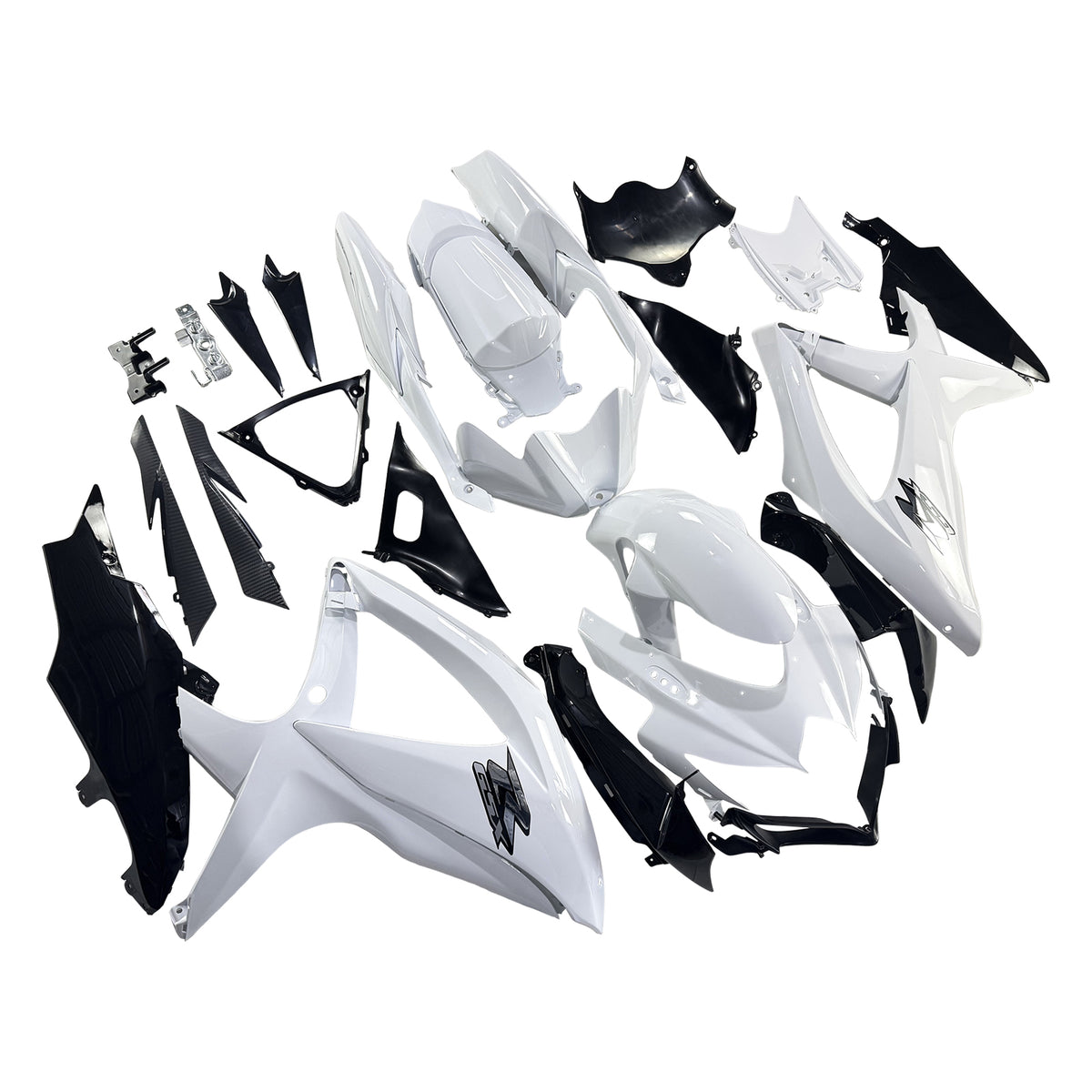 Amotopart 2008–2010 Suzuki GSXR 600/750 K8 Weiß Schwarz Verkleidungsset