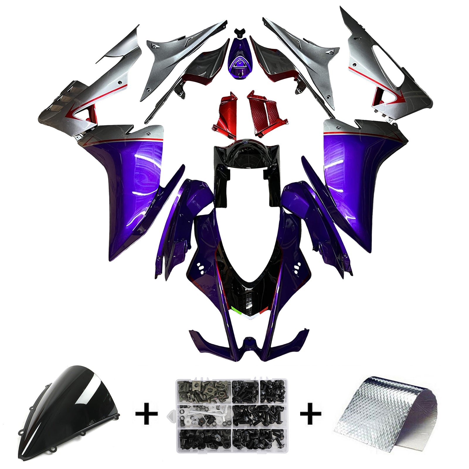 Amotopart 2016-2020 Aprilia RSV4 1000 Purple White Black Fairing Kit