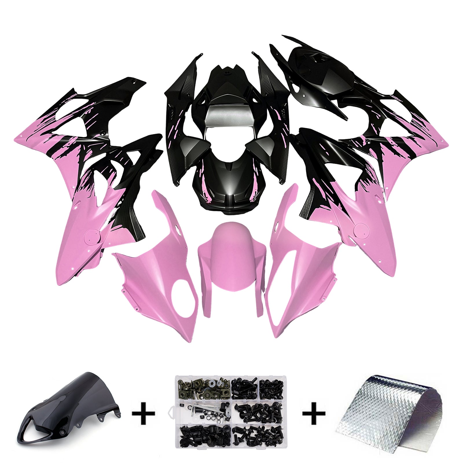 Amotopart 2009-2014 BMW S1000RR White Pink Black Fairing Kit