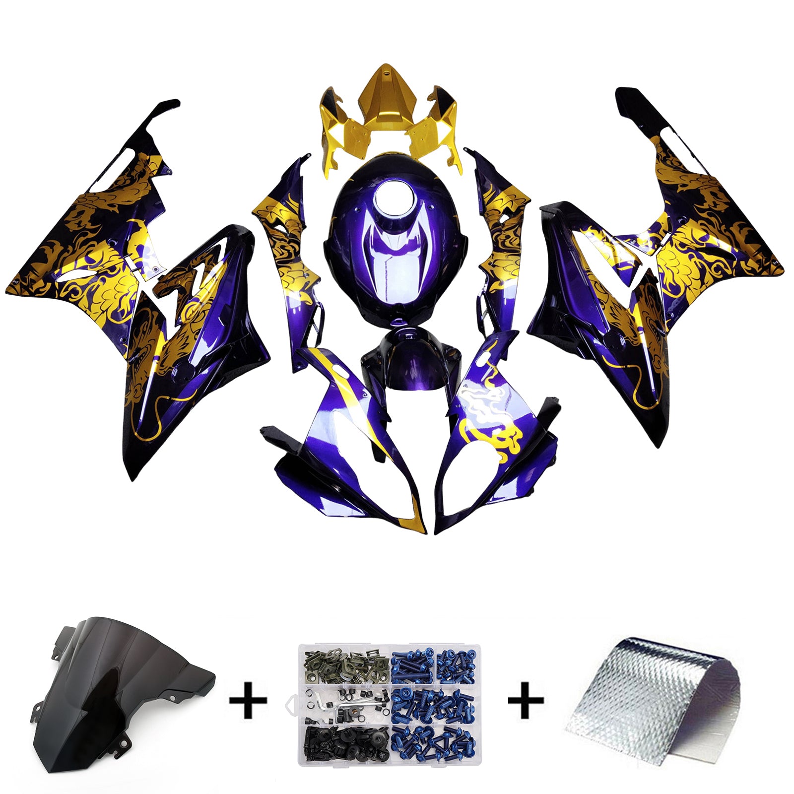 Amotopart 2015-2016 BMW S1000RR Sort Guld Lilla Blå Fairing Kit