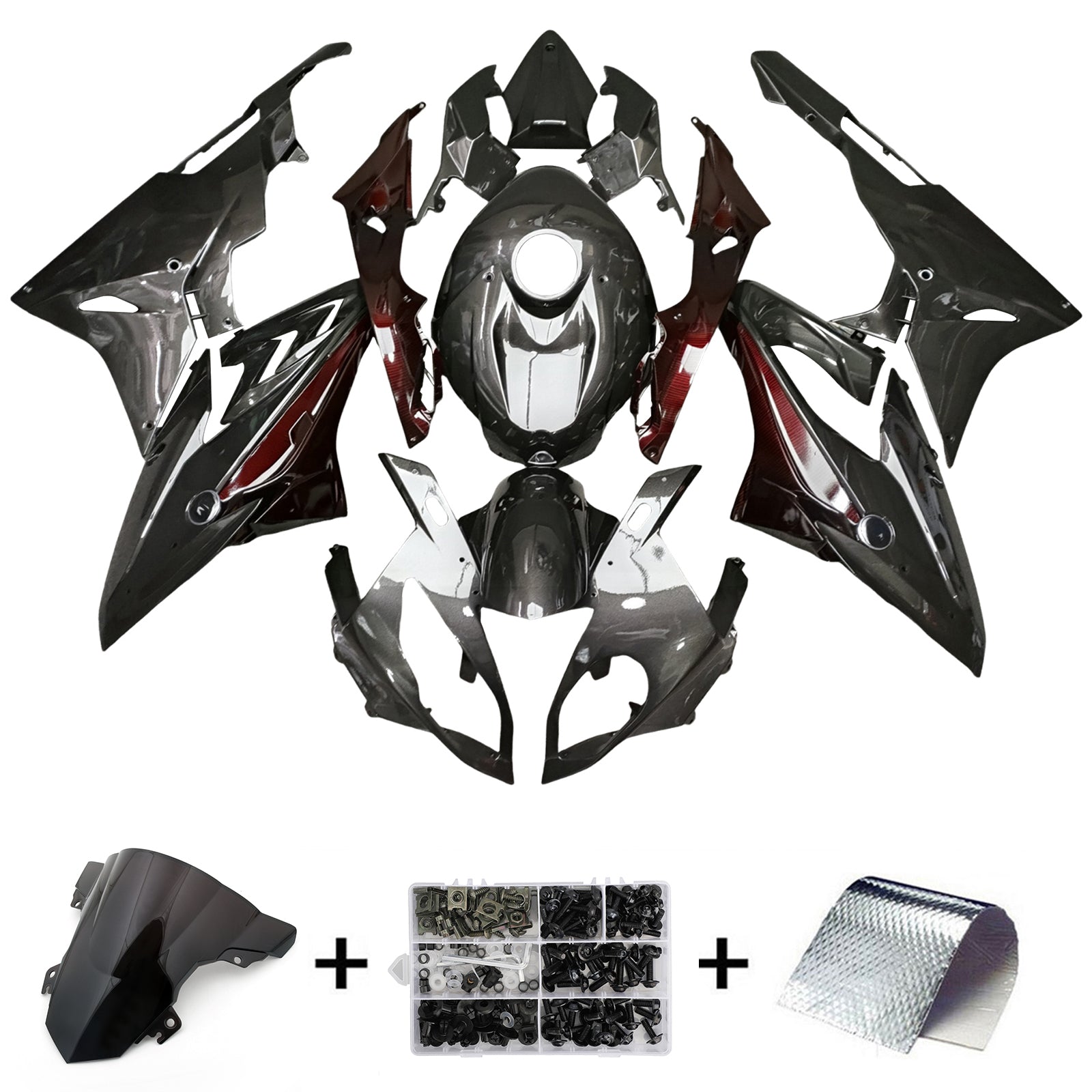 Amotopart 2015-2016 BMW S1000RR Red Black Carbon Fiber Pattern Fairing Kit