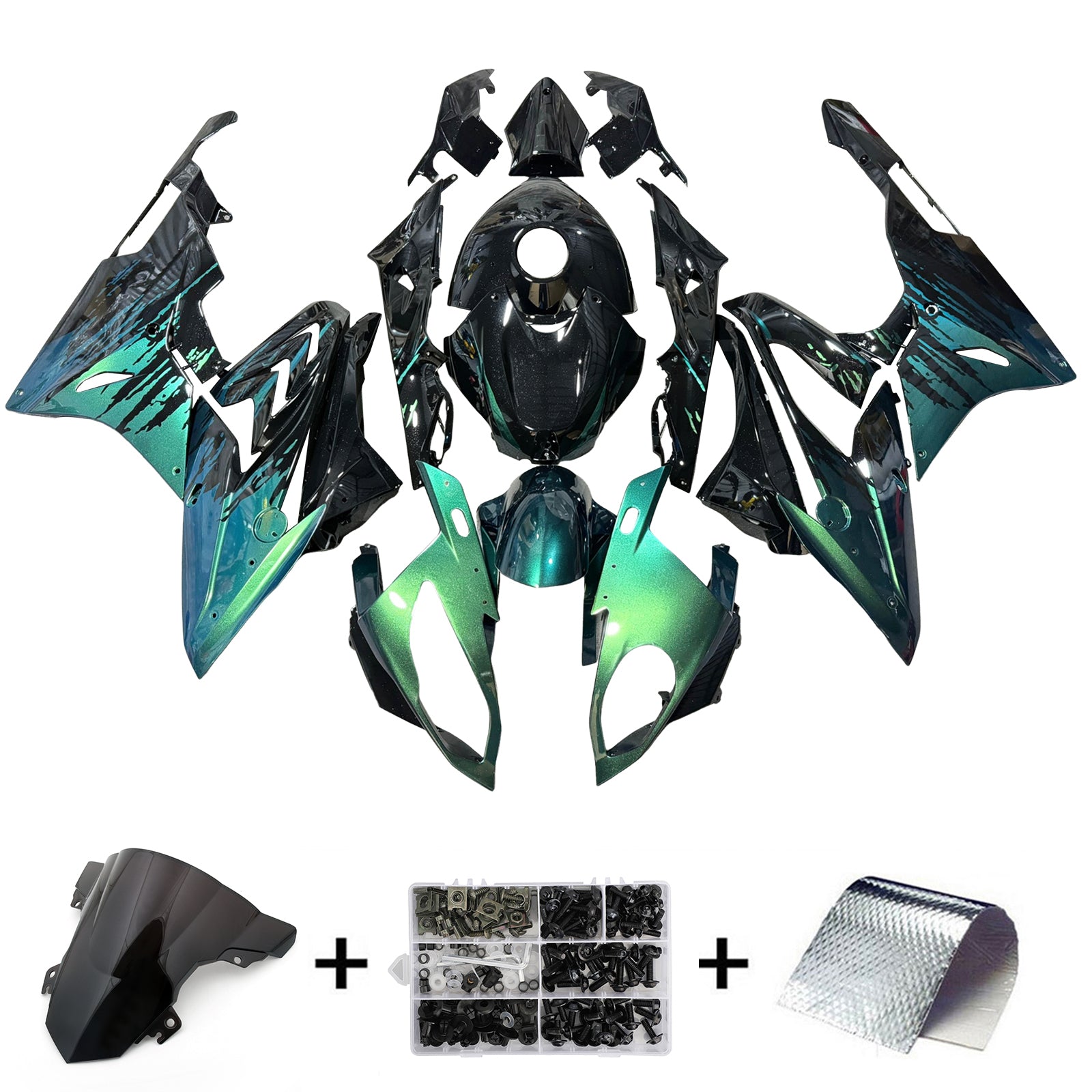 Amotopart 2015-2016 BMW S1000RR Teal Green Blue Black White Fairing Kit