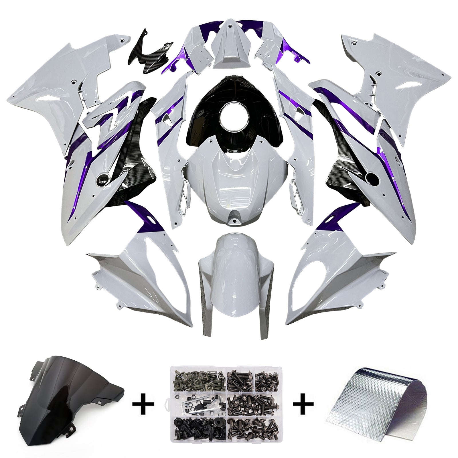 Amotopart 2017-2018 BMW S1000RR Gray Purple Carbon Fiber Pattern Fairing Kit